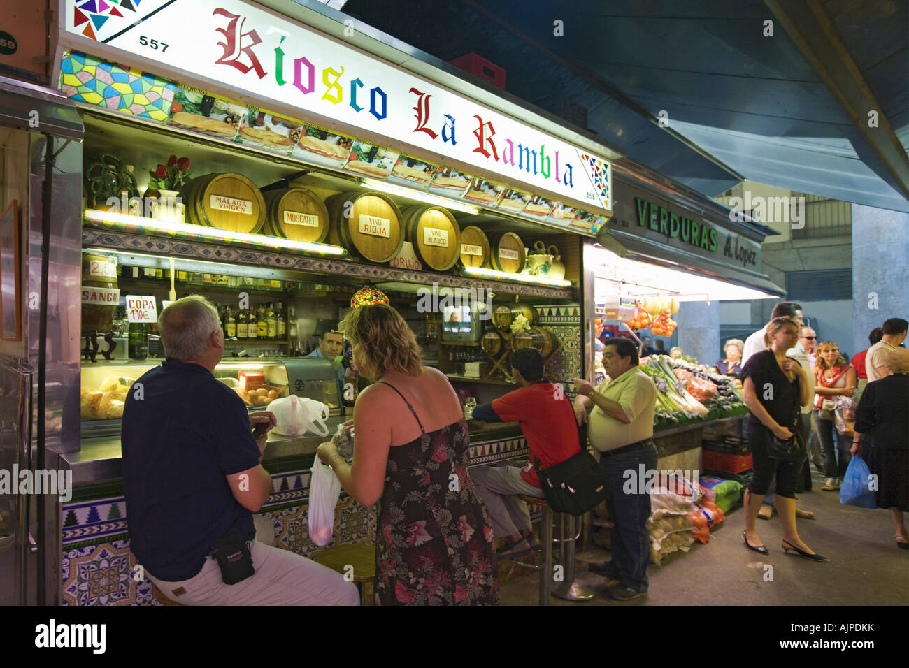 Barcelona Ramblas market hall la Boqeria Kiosco La Rambla Tapas bar