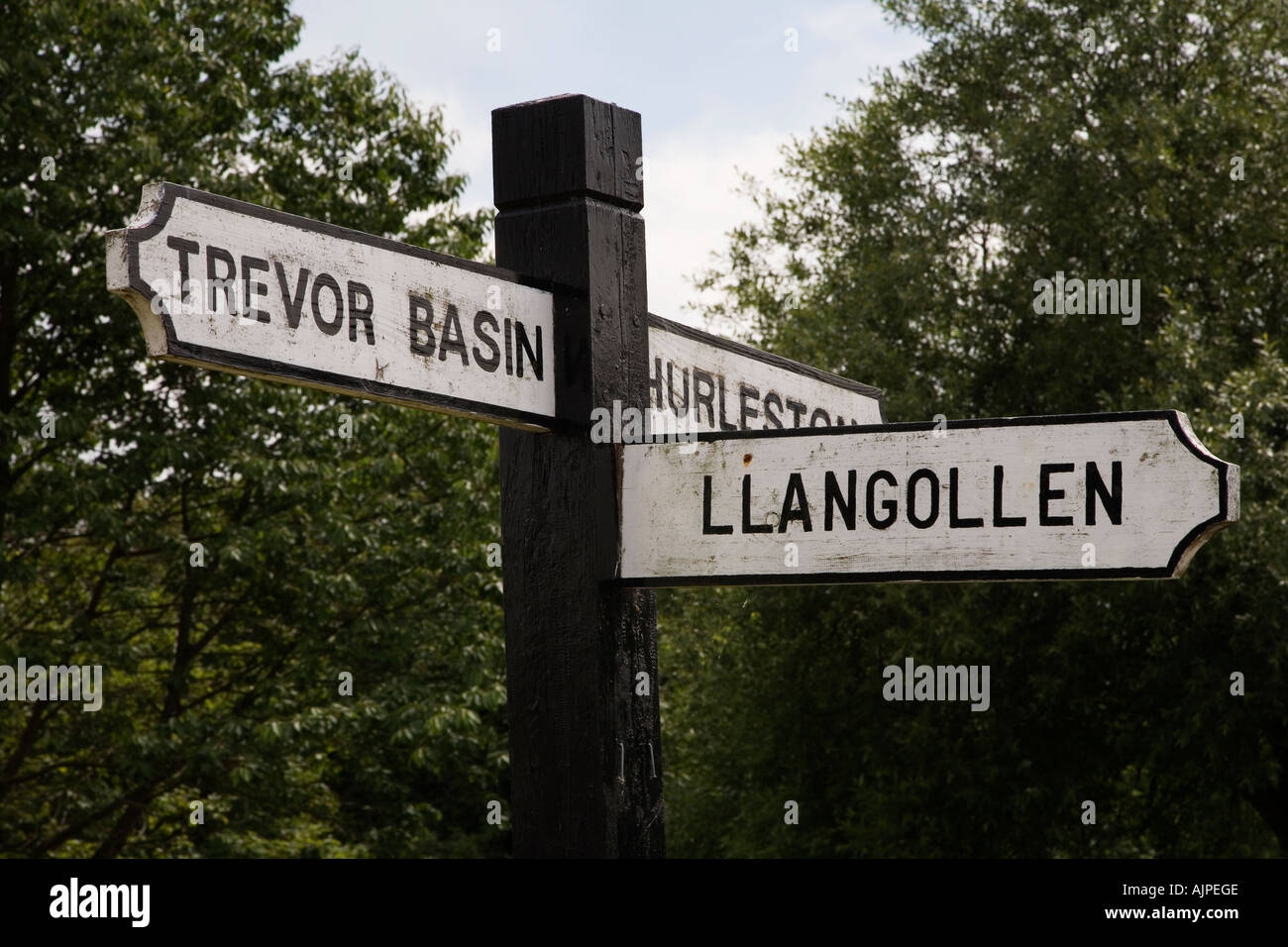 Junction Sign at Trevor on the Llangollen Canal North Wales Stock Photo
