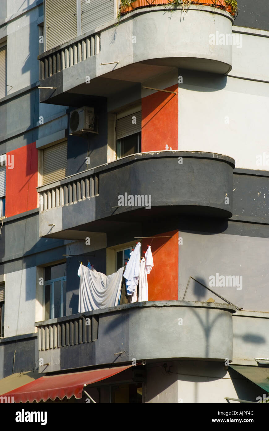 Colourful apartment block in Tirana, Albania Stock Photo Alamy