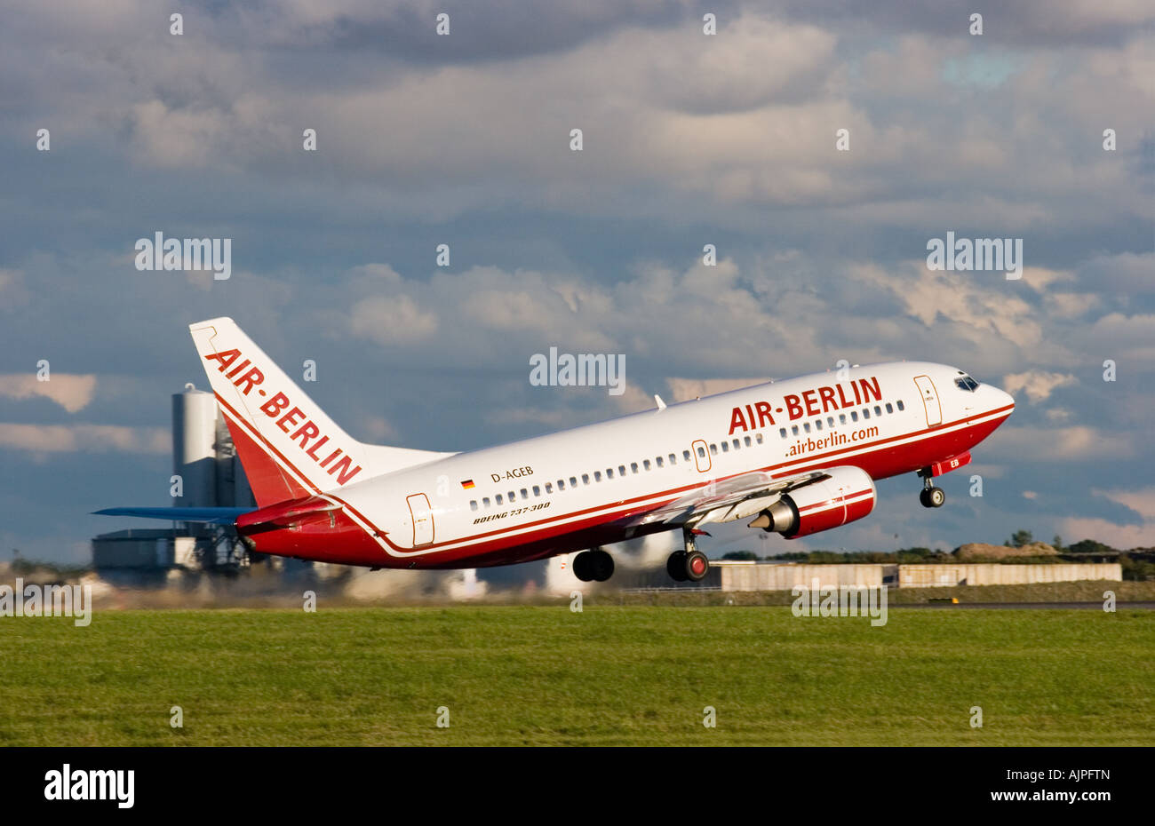 Air Berlin Boeing 737 taking off from London Stansted Stock Photo