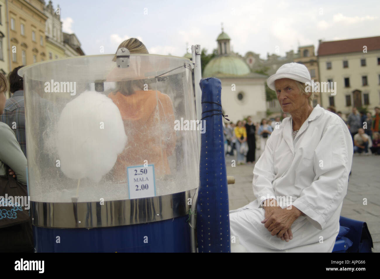 A candy floss vendor on Krakow s Main Market Square Stock Photo Alamy
