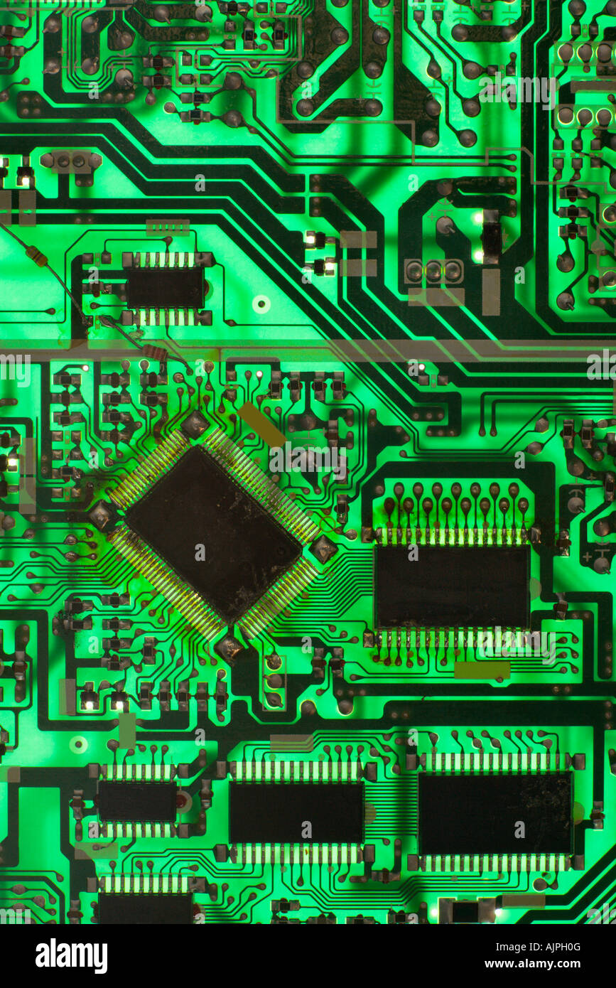 Green circuit board detail Stock Photo - Alamy