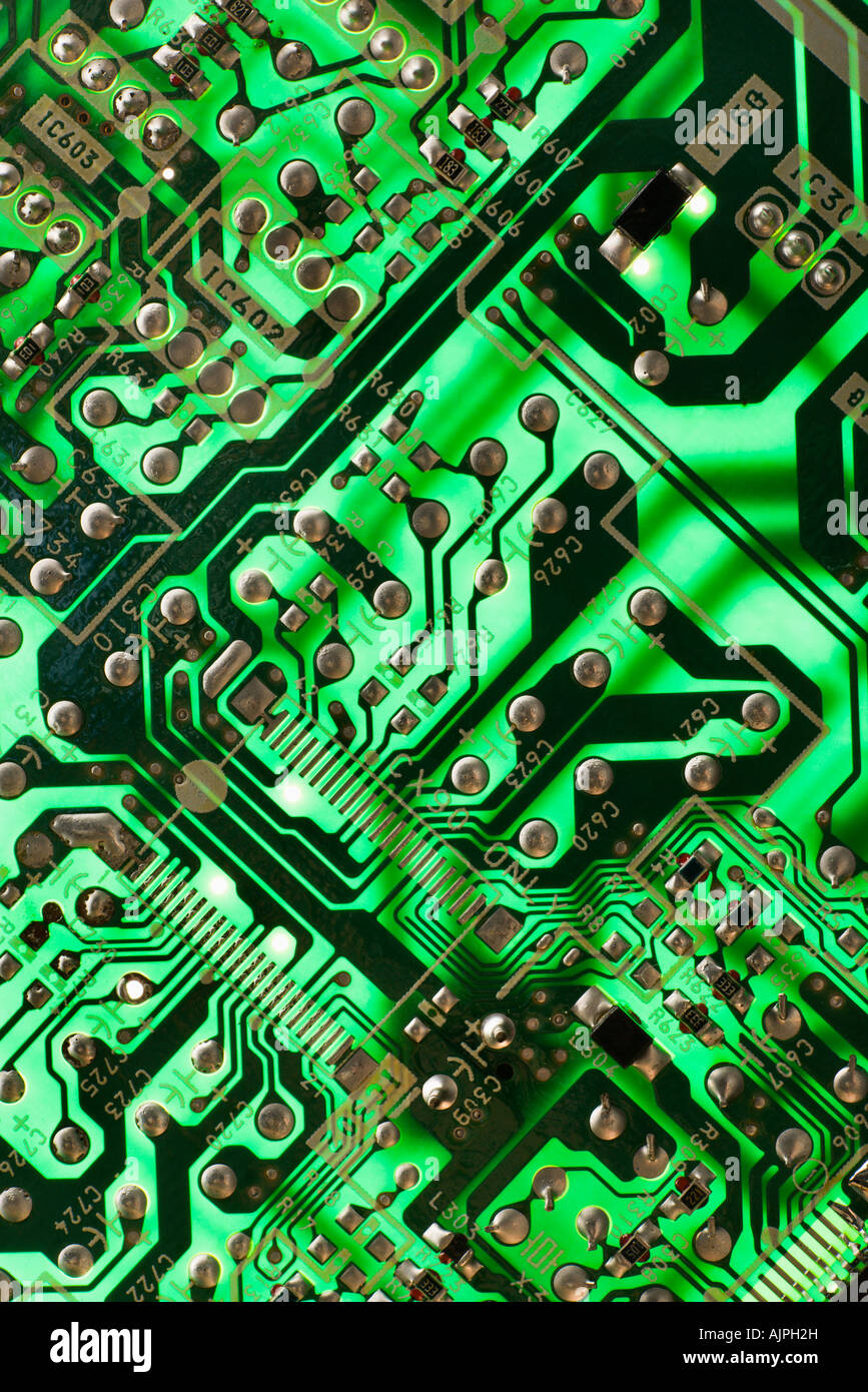 Green circuit board detail Stock Photo - Alamy