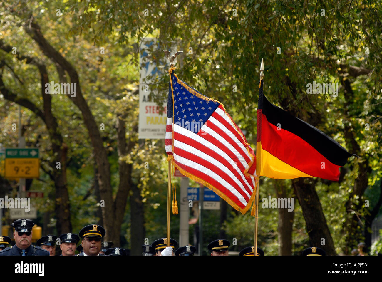 Police officers march in the 50th annual Steuben German American Parade