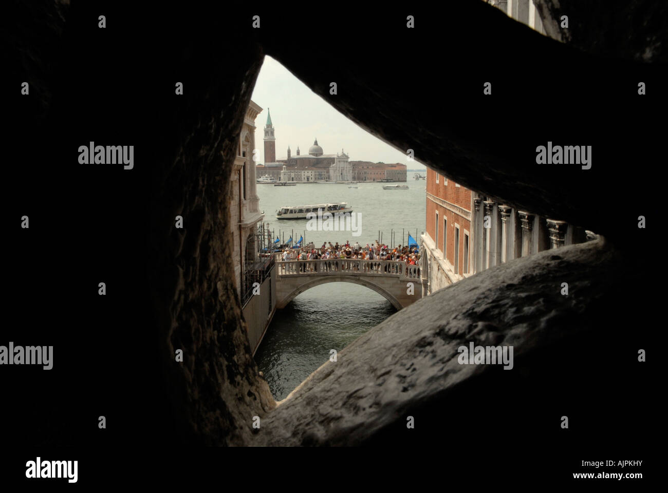 San Giorgio Maggiore from Bridge of Sighs Venice Italy Stock Photo