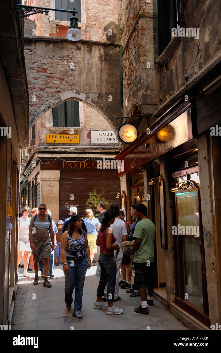 Shops and shoppers San Polo Venice Italy Stock Photo