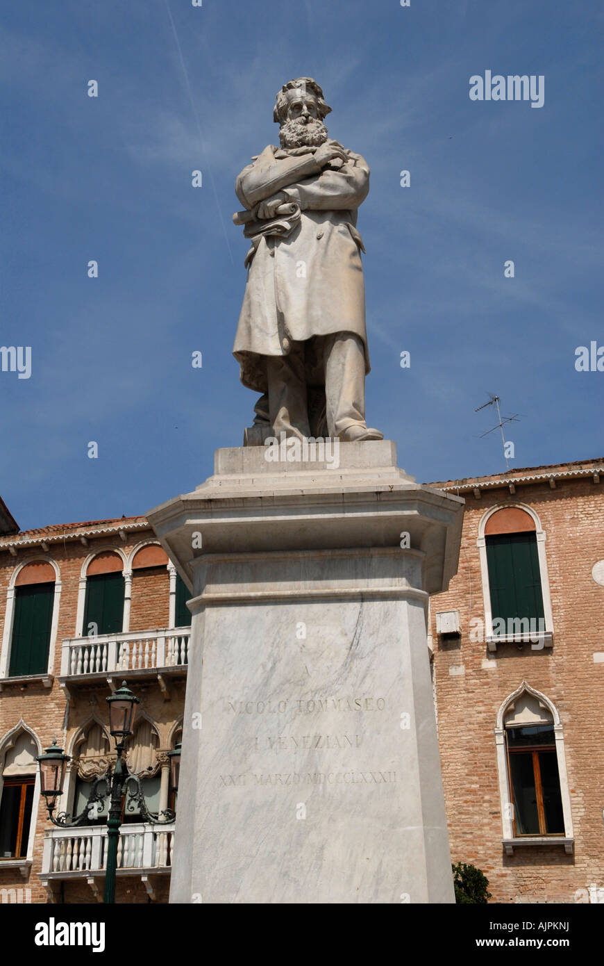 Statue Niccolo Tommaseo Campo San Stefano Venice Italy Stock Photo