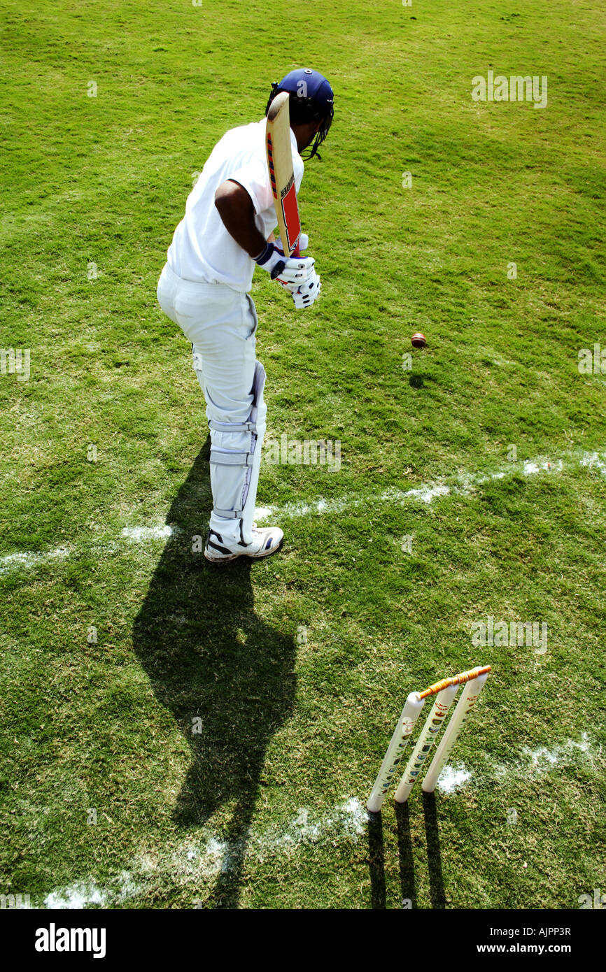 Batsman at the crease Stock Photo Alamy