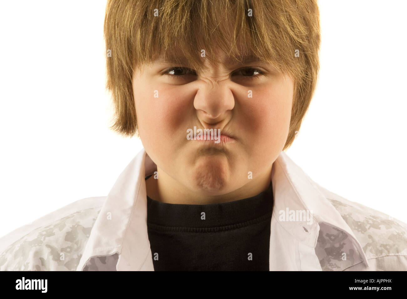 Young boy making silly face Stock Photo