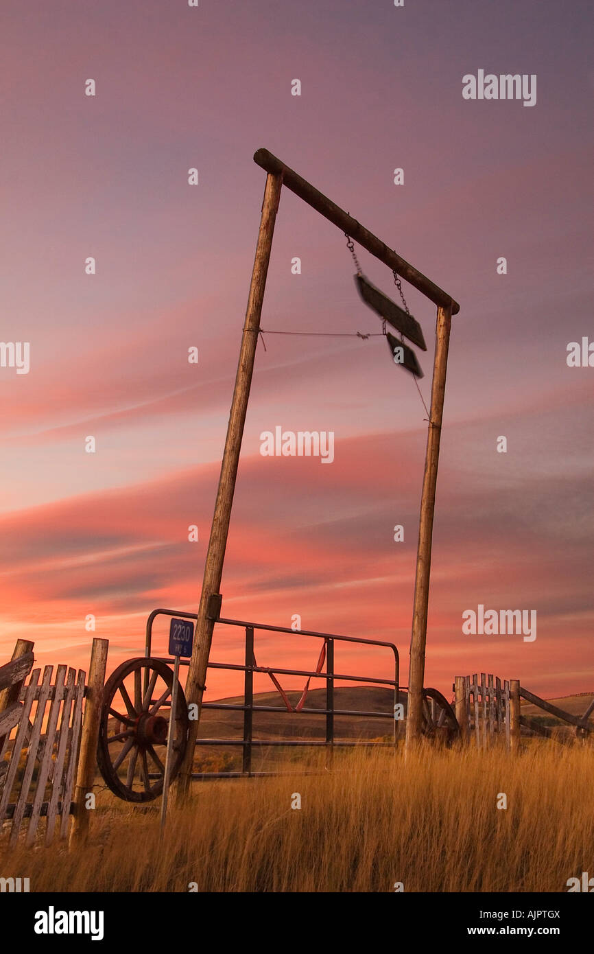 Gate and fence, Alberta, Canada Stock Photo - Alamy