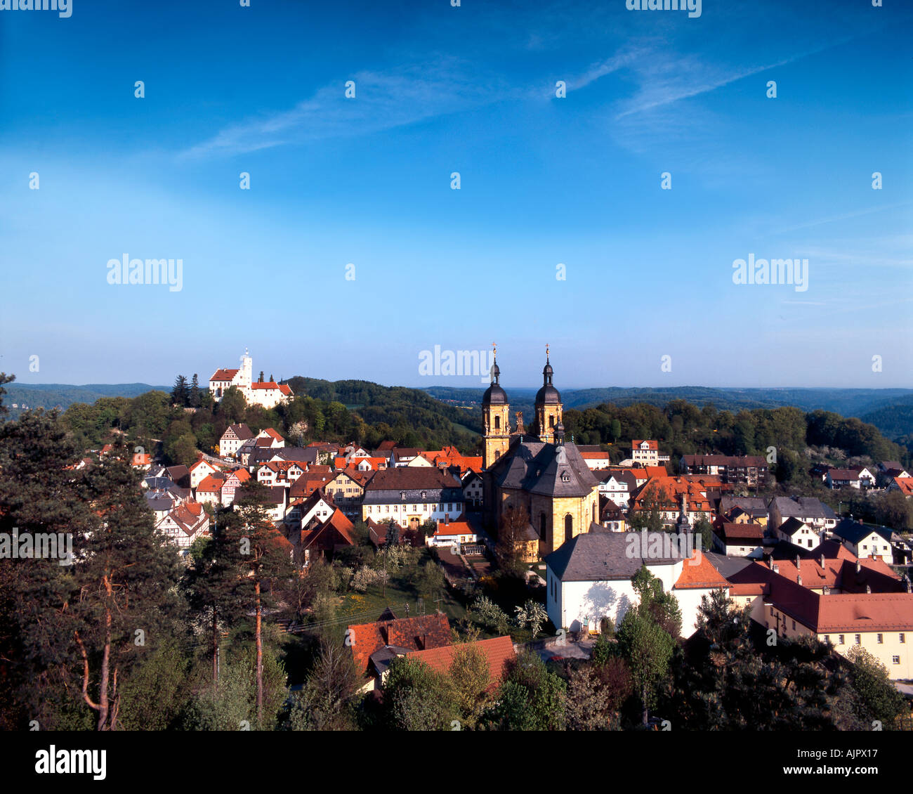 germany bavaria Goessweinstein castle valley Stock Photo