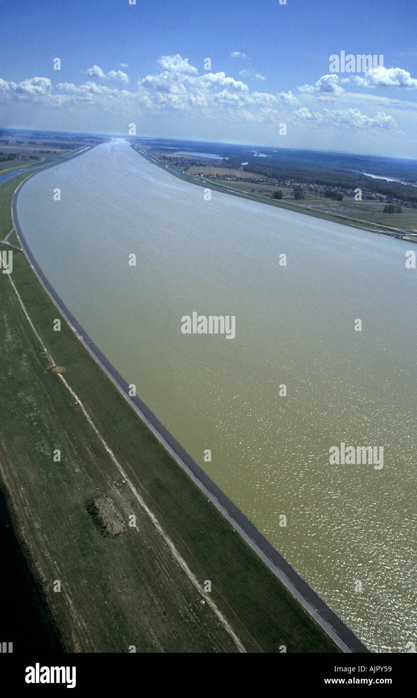 Gabcikovo canal that borders Slovakia Hungary and diverts most of the water of the river danube Stock Photo