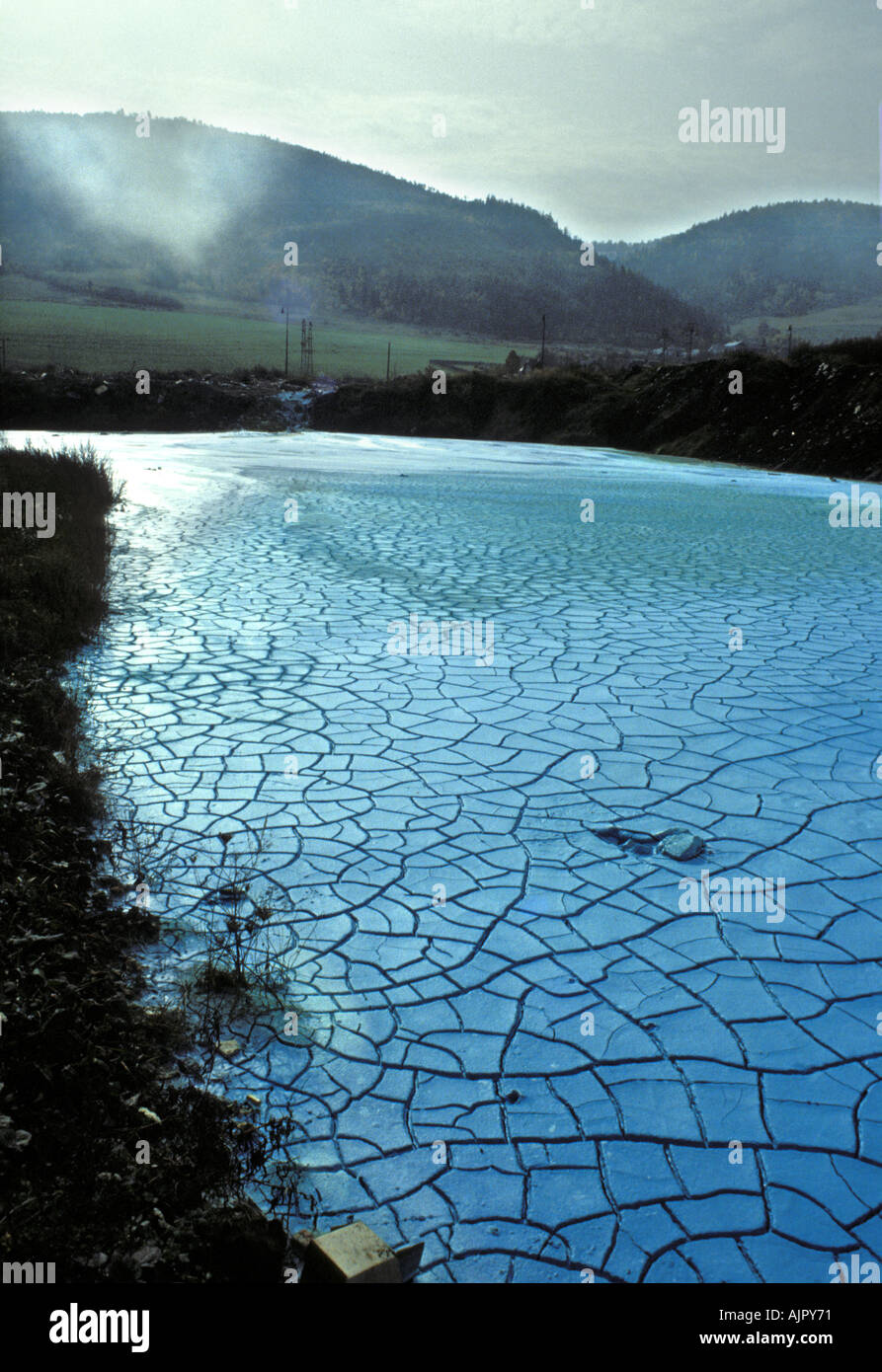 Waste lake from copper smelter Krompachy Central Slovakia 1992 Stock Photo