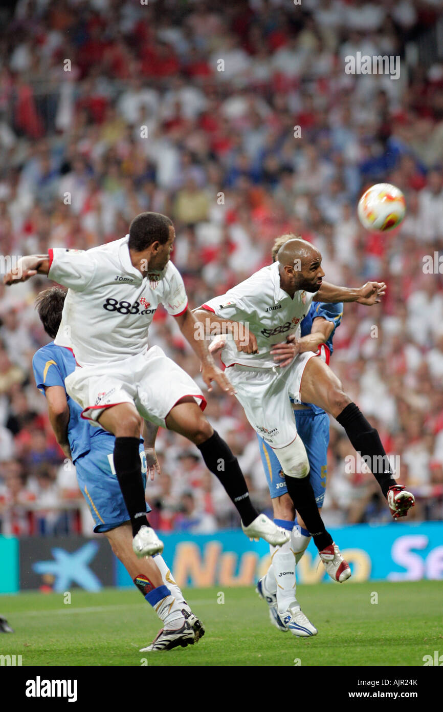 Kanoute and Fabiano on the air Stock Photo