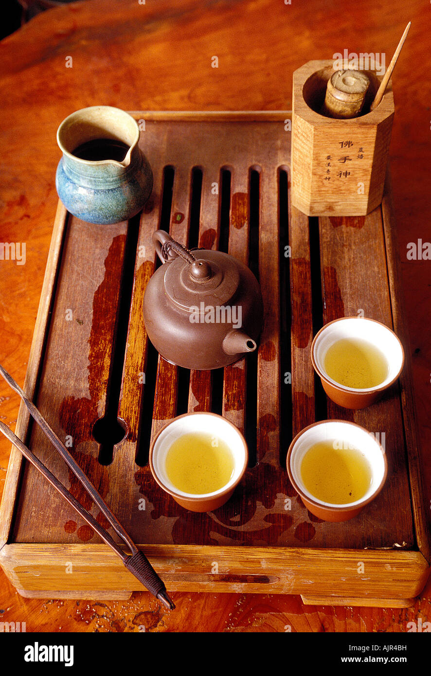 Traditional chinese tea arrangment beijing China Stock Photo