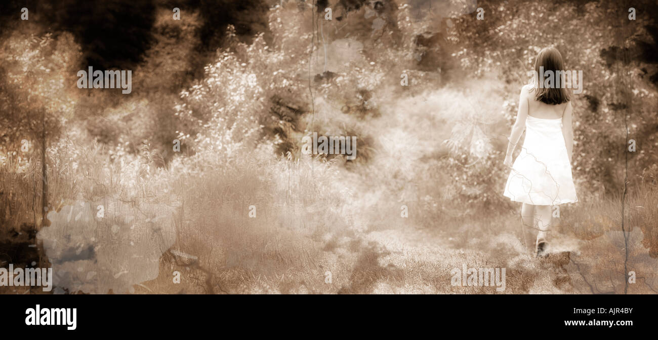 Teen girl walking alone rear view hi-res stock photography and images ...