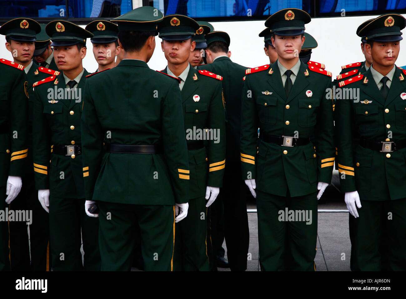 Chinese soldiers at Tiananmen Square Beijing China Stock Photo