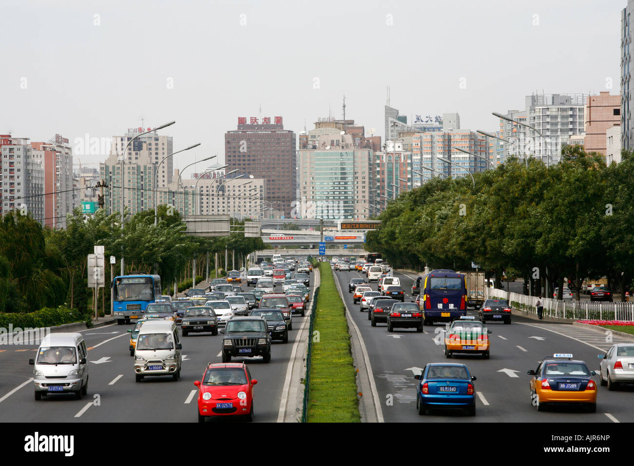 View of traffic on a city road Beijing China Stock Photo