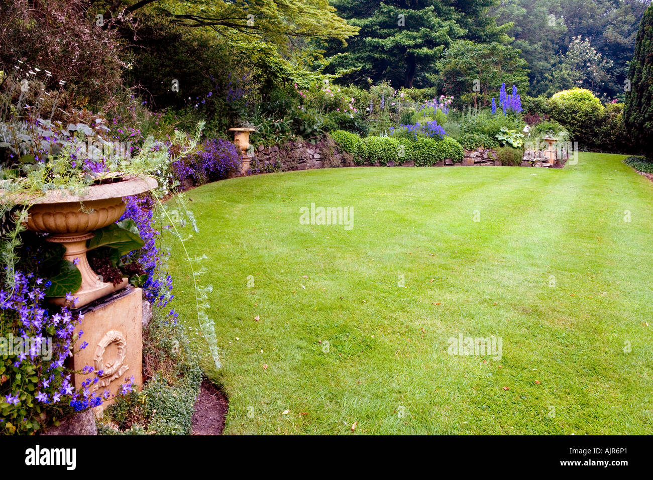 Herbaceous Border at Broadleas Garden, Devizes, Wiltshire, England, UK Stock Photo