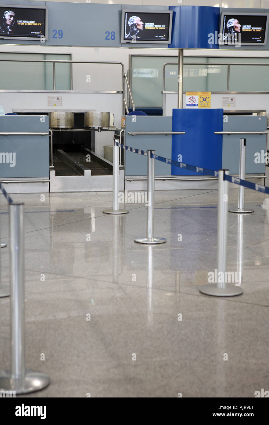 Check in counters at Eleftherios Venizelos International Airport Athens Greece Stock Photo