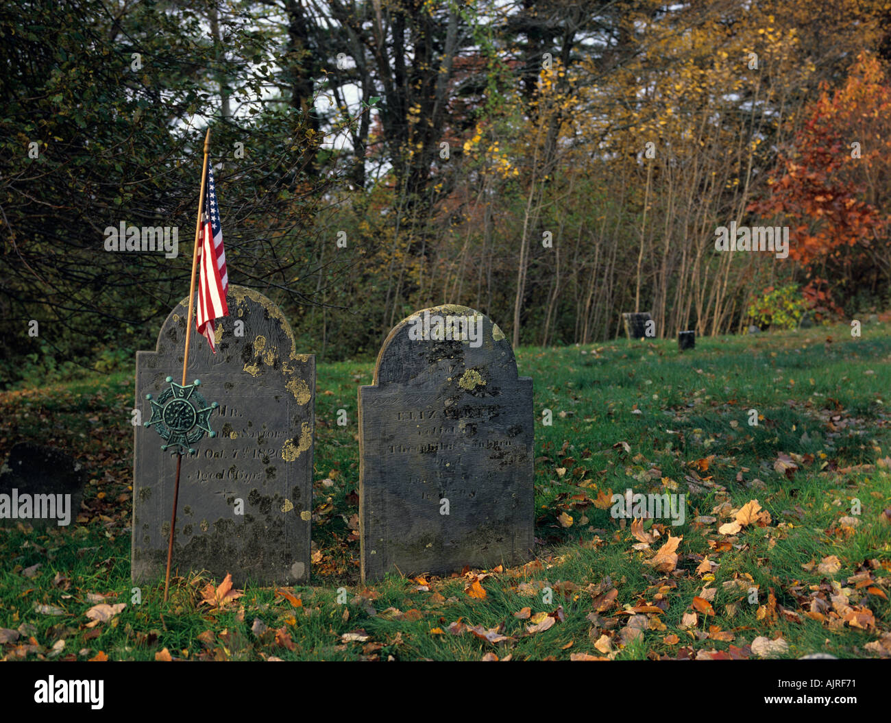 Old weathered headstones in a New England Graveyard Stock Photo - Alamy