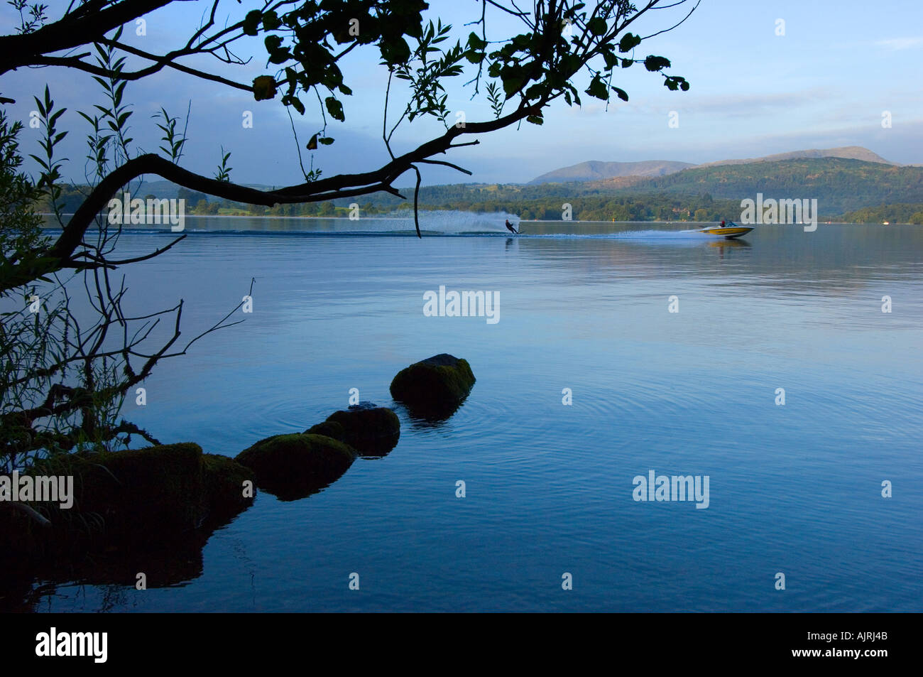 Lake District water skiing on Lake Windermere Stock Photo