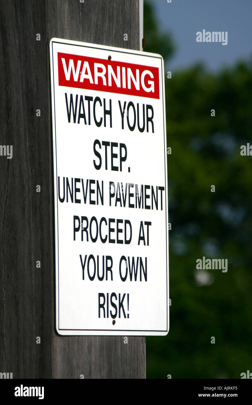 Warning Sign at docking area on Liberty Island off Long Island New York in the United States of America Stock Photo