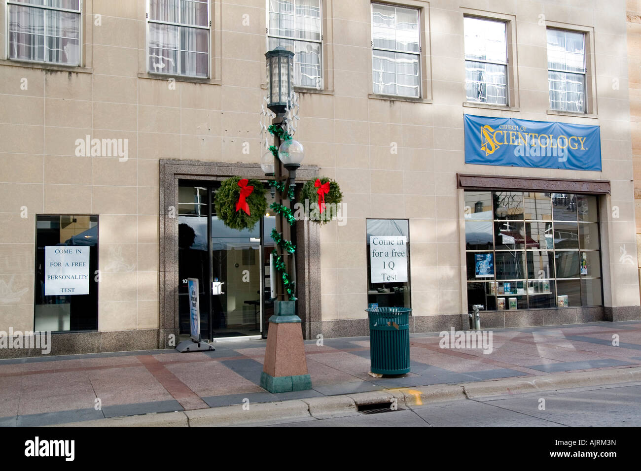 Minnesota USA Minneapolis The church of Scientology tempting people to join with a free IQ test Downtown November 2006 Stock Photo