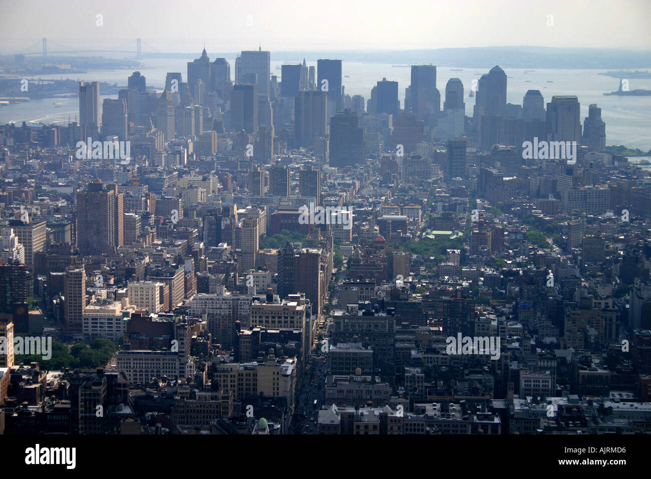 View south over Manhattan from The Empire State Building New York United States of America Stock Photo