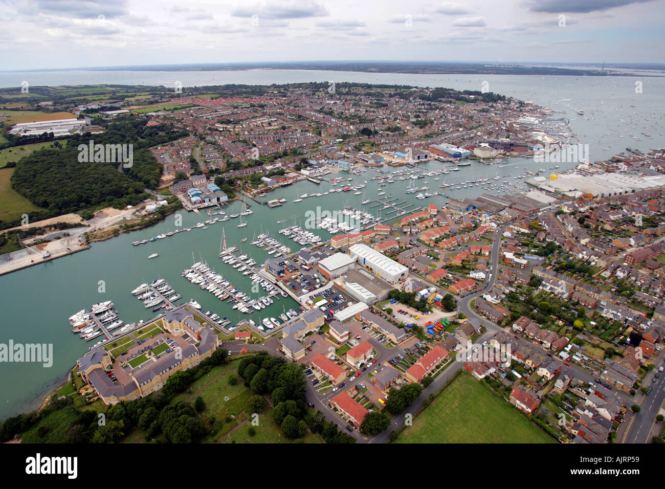 Aerial East Cowes Marina River Medina harbour The Solent Isle of Wight