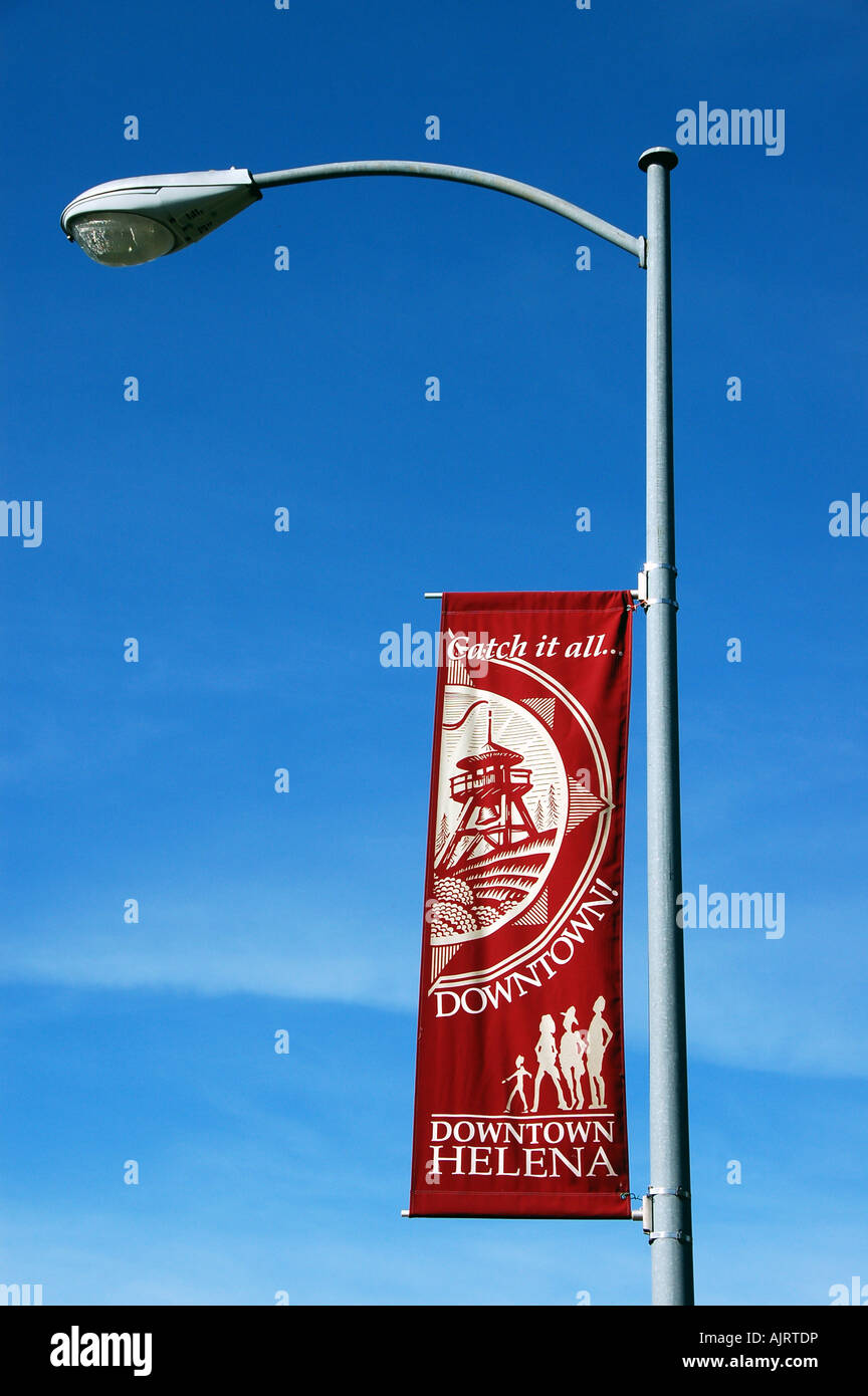 Advertising banner on a lamp-post in Helena, Montana Stock ...