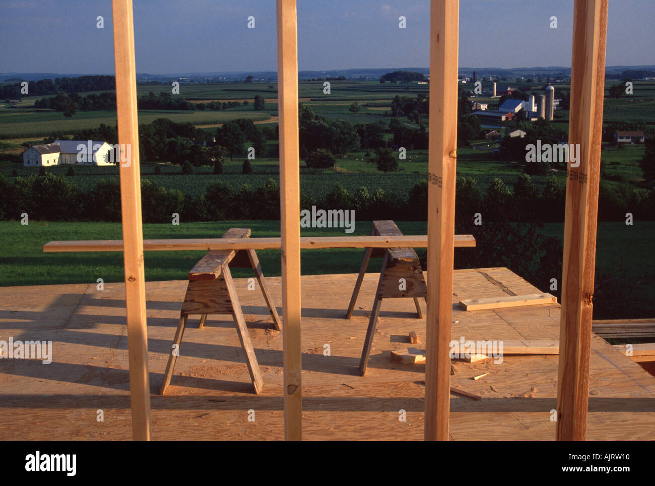 New country home with a beautiful view of rolling farmland under