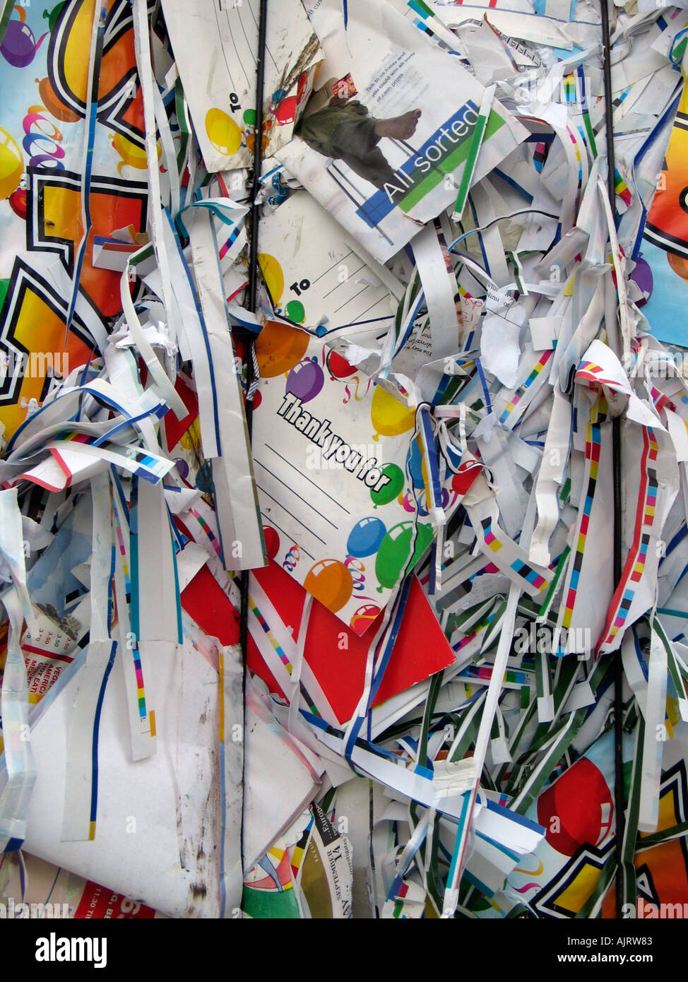 Bales of paper awaiting recycling at Potters Bar, UK Stock Photo Alamy