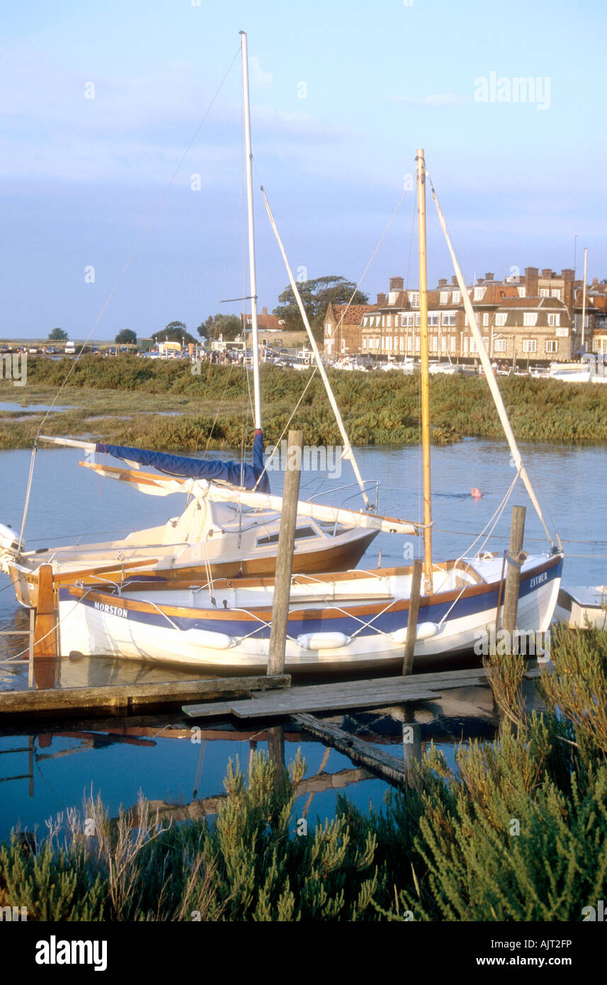 Sailing baost moored at Blakeney village Norfolk East Anglia England UK Stock Photo