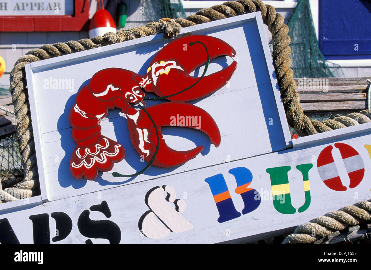 Lunenburg close up sign of the colorful crab shack near Blue rocks, Nova Scotia, Canada Stock Photo