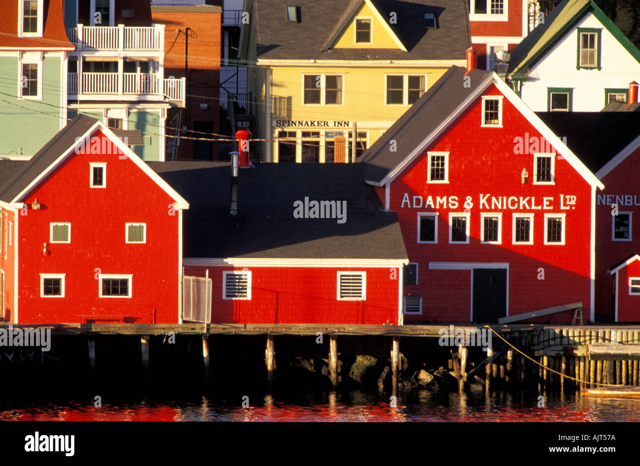 Scenic view of Lunenburg waterfront with colorful buildings. Nova Scotia, Canada Stock Photo