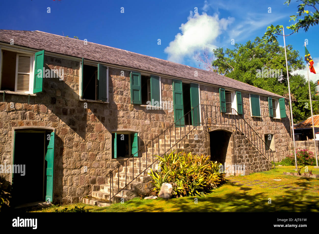 Nevis Alexander Hamilton house; Birthplace; Charlestown; Island of Nevis; St. Kitts and Nevis; Caribbean island; Stock Photo
