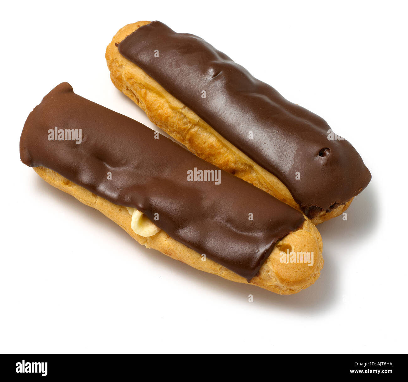 Chocolate Eclairs Cut Out On White Background With Shadow Stock Photo Alamy