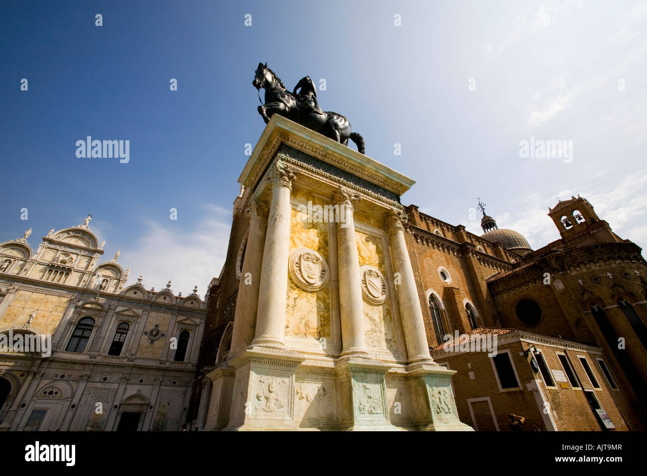 Campo San Giovanni e Paolo with Colleoni equestrian monument Stock Photo