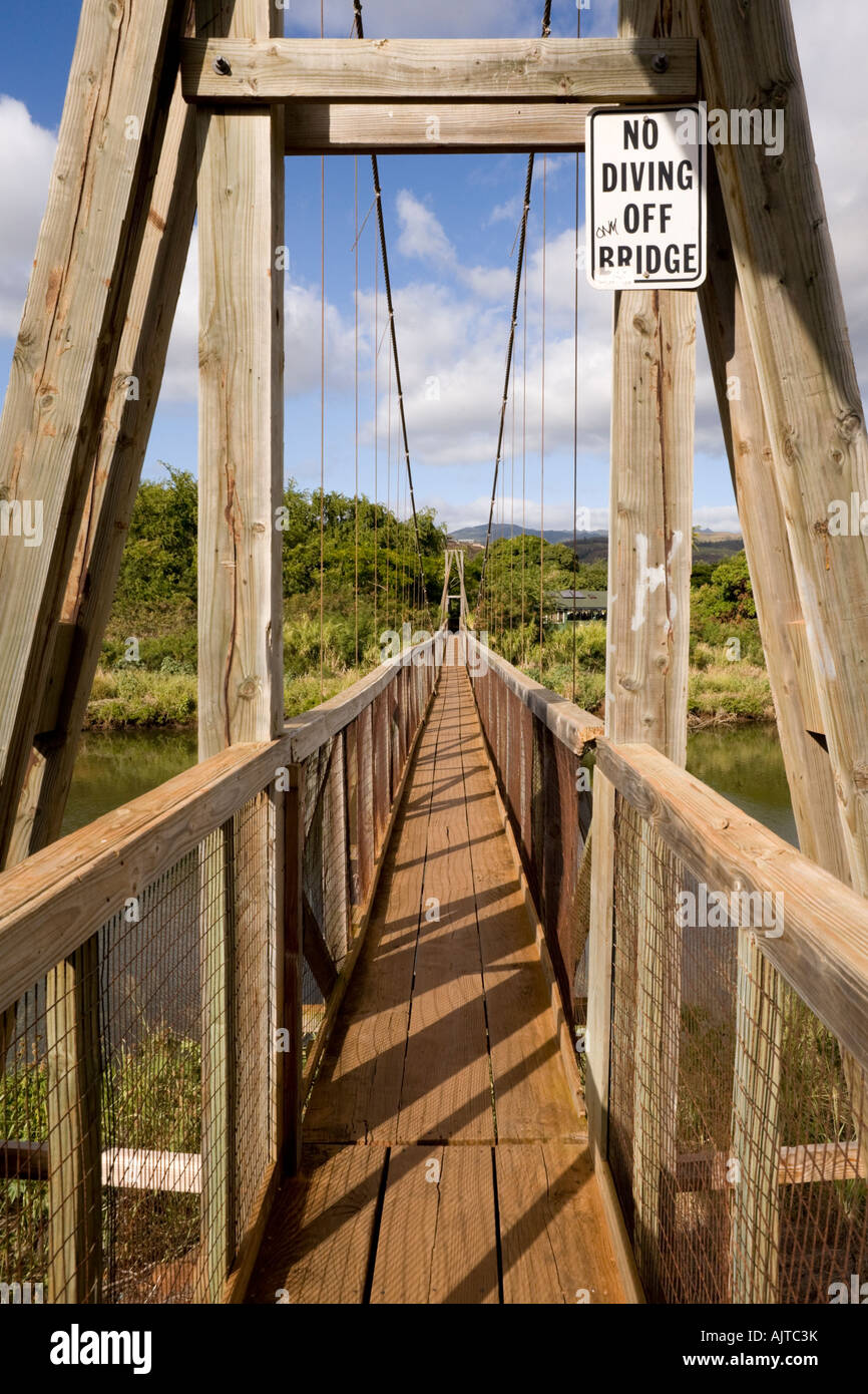 Swinging Bridge Hanapepe Kauai Hawaii Stock Photo