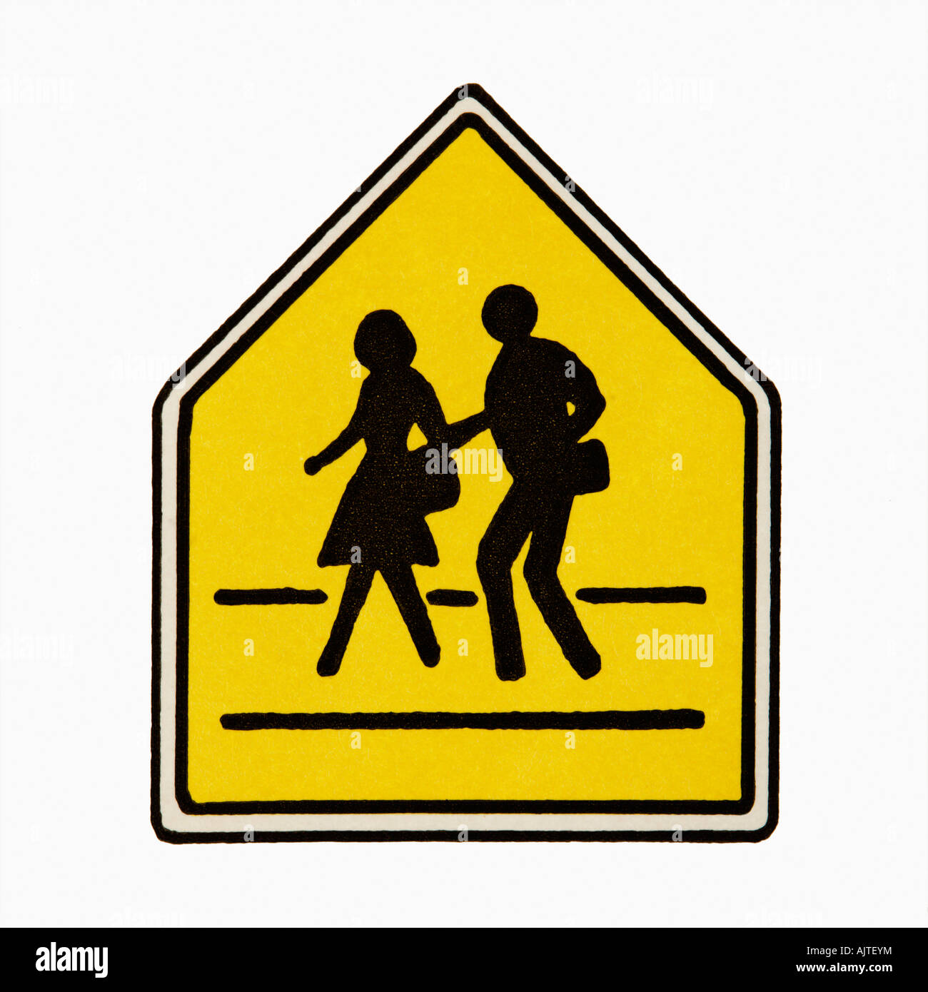 Pedestrian crossing sign against white background Stock Photo - Alamy
