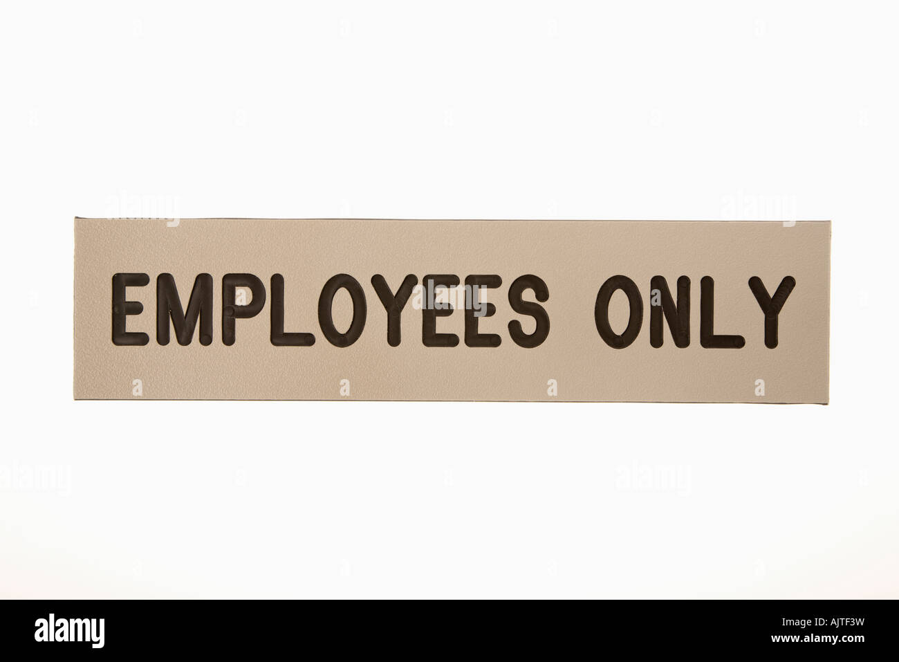 Employees only sign against white background Stock Photo