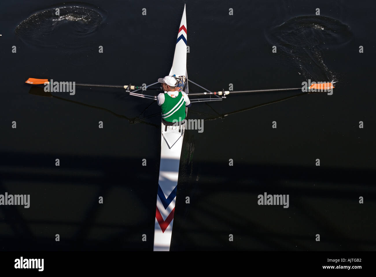 Sculling Rowing Overhead Image Male man rower rowing single hi-res stock photography and images - Alamy