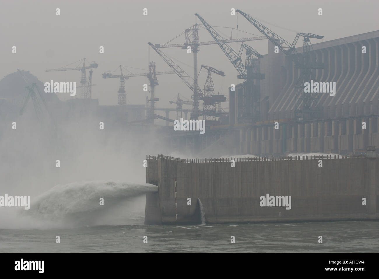 The Three Gorges Dam Under Construction During Summer 2005 Stock Photo ...