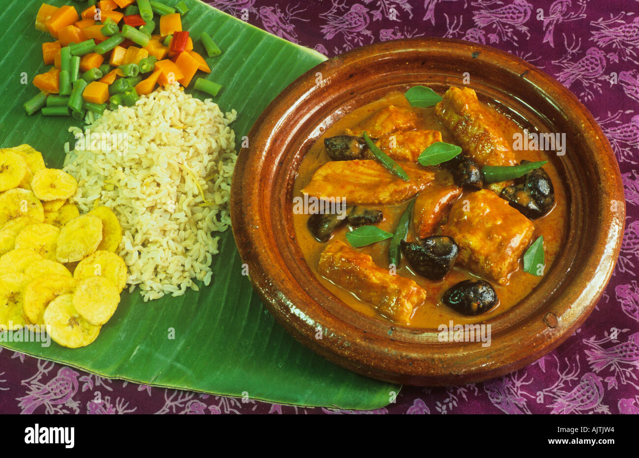 India Food Red Fish Curry Kerala Stock Photo Alamy