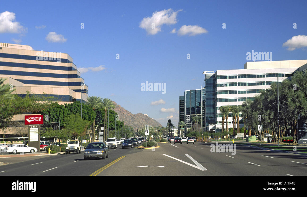 Office buildings at Camelback Road, Biltmore District, Phoenix, Arizona, USA Stock Photo