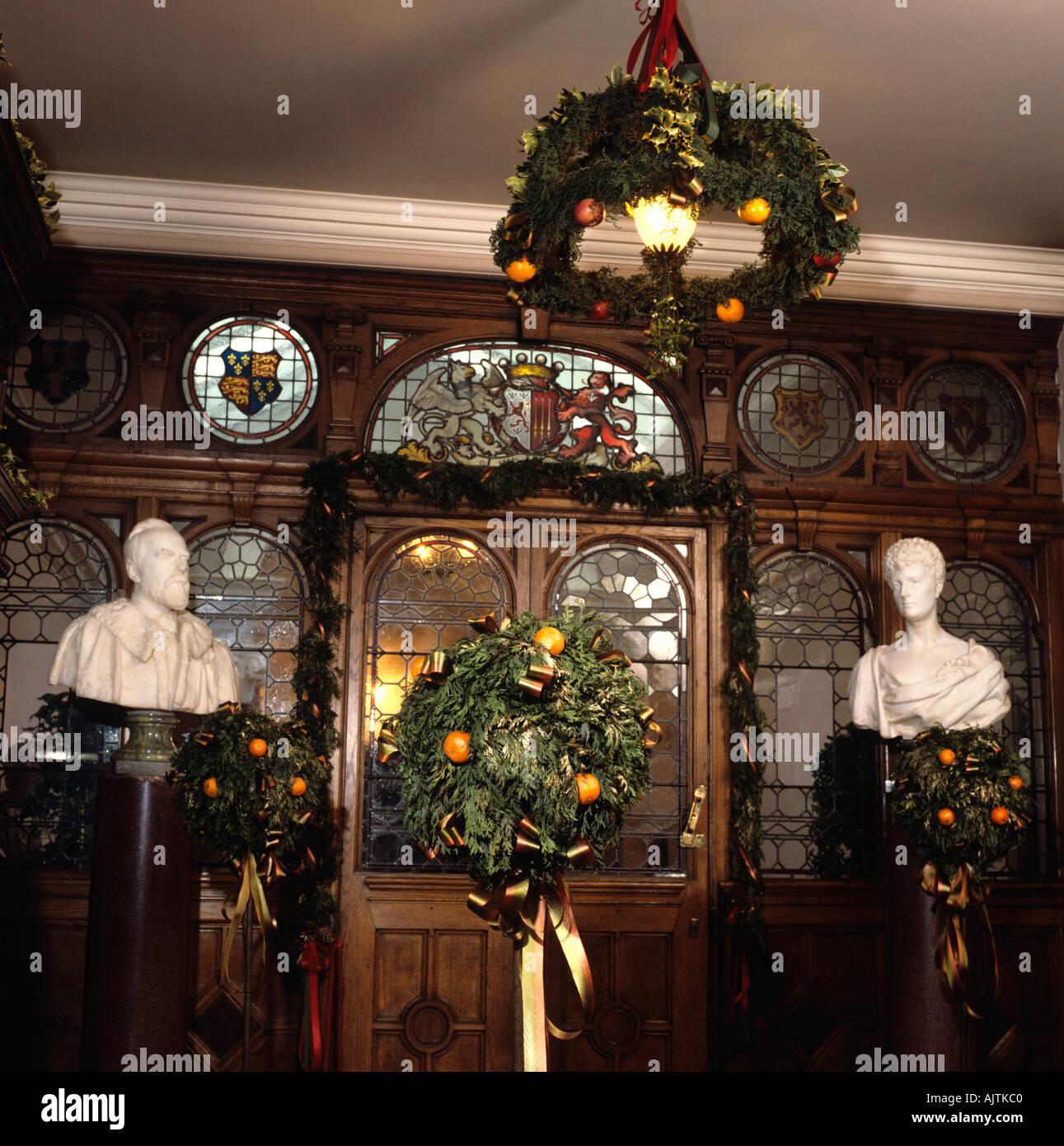 Cheshire Knutsford Tatton Hall Christmas decorations in family entrance