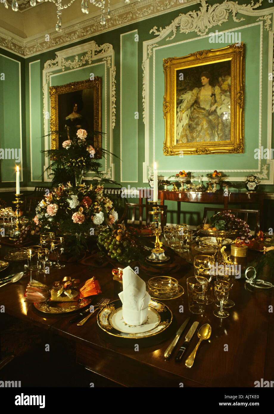Cheshire Knutsford Christmas Tatton Hall the Dining Room Stock Photo