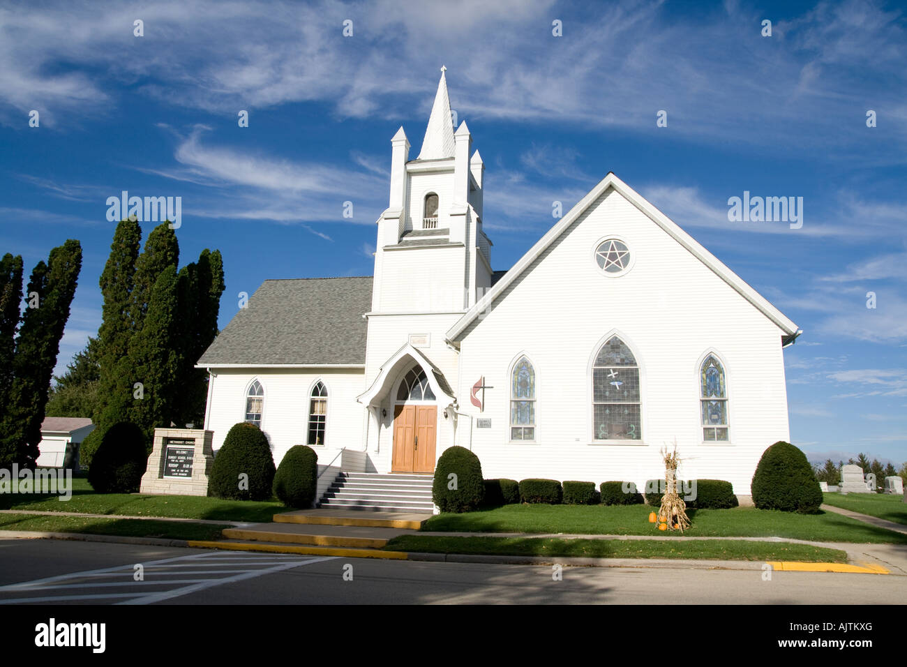 United Methodist church rural town Benton Wisconsin Stock Photo Alamy