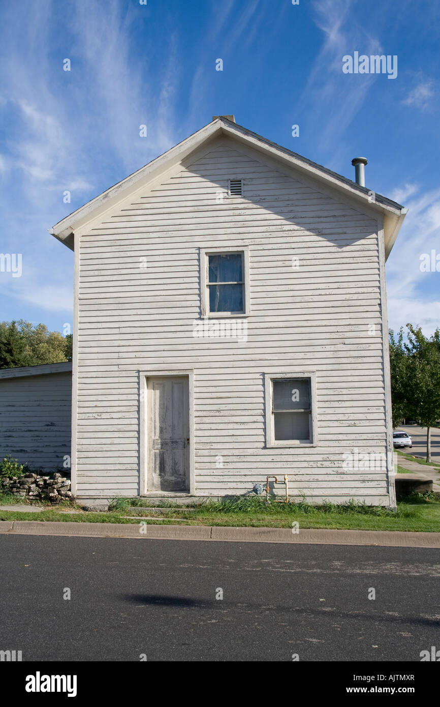 Old two story small white house rural town Benton Wisconsin Stock Photo Alamy